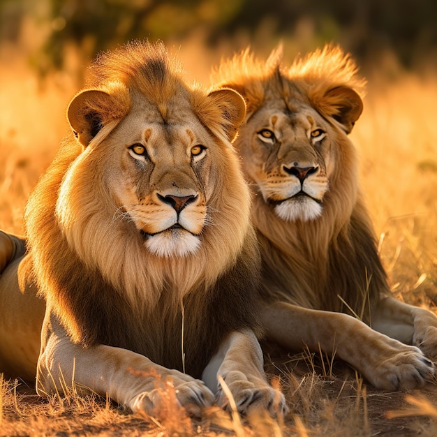 A_fullbodied_lion_couple_on_the_savannah