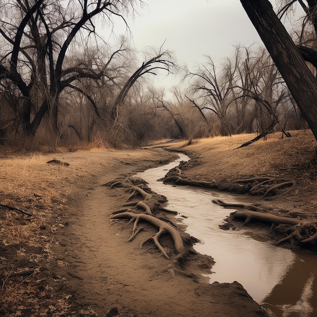 a_hard_dirt_path_twists_along_the_winding_creek