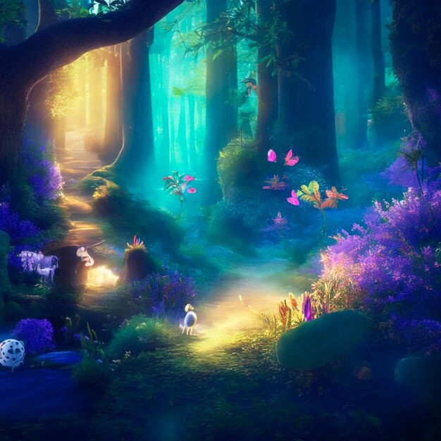 A_magical_forest_scene_created_by_AI_with_vibrant