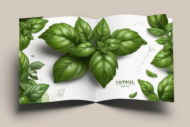 Photo a6 bifold greeting card template with basil plant