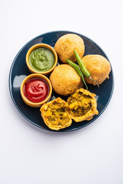 Aalu bonda is an indian pakora or batata vada served with ketchup