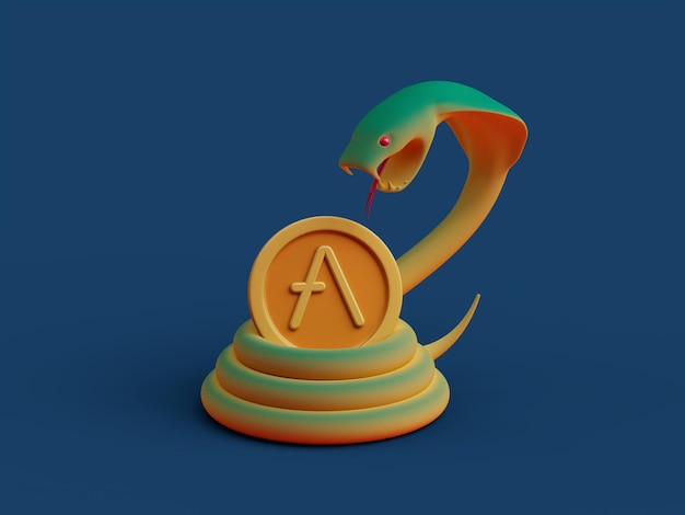 Aave Crypto Letter A Serpent Snake Hiss Coil Guard Danger Strike 3D Illustration