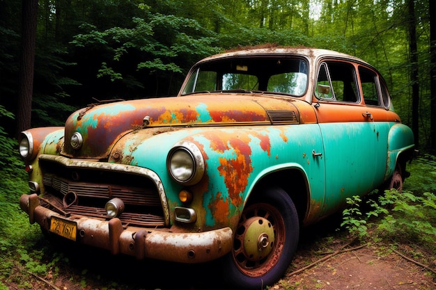 Abandoned Cars Forgotten Relics Capturing the Beauty of Abandoned Cars Generative AI