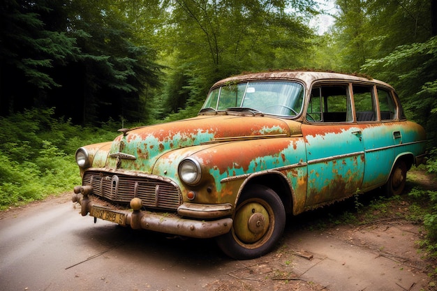 Abandoned Cars Forgotten Relics Capturing the Beauty of Abandoned Cars Generative AI