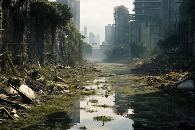 Abandoned city in the jungle Impact of urbanization on natural habitats