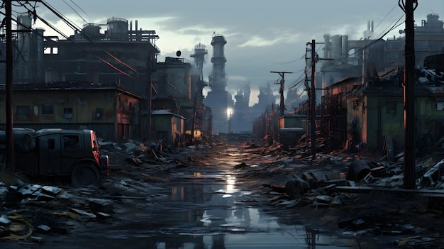 abandoned city landscape atmosphere