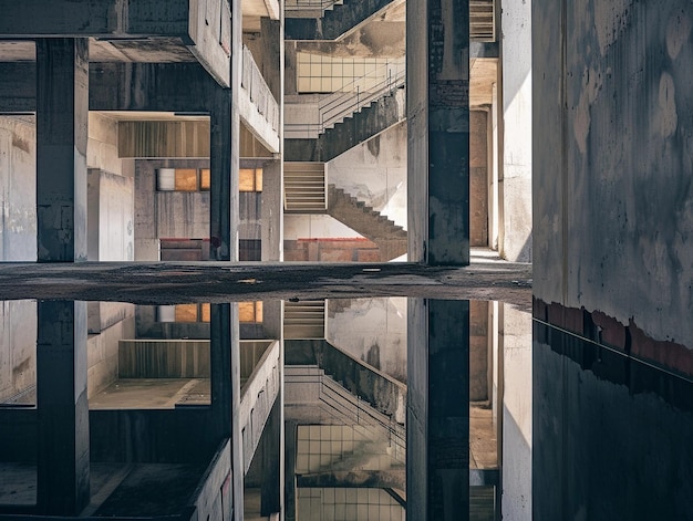 Abandoned Concrete Building Interior