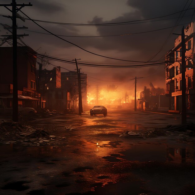 Abandoned Destroyed City on Wasteland A post apocalyptic ruined city Post Apocalypse Civilization