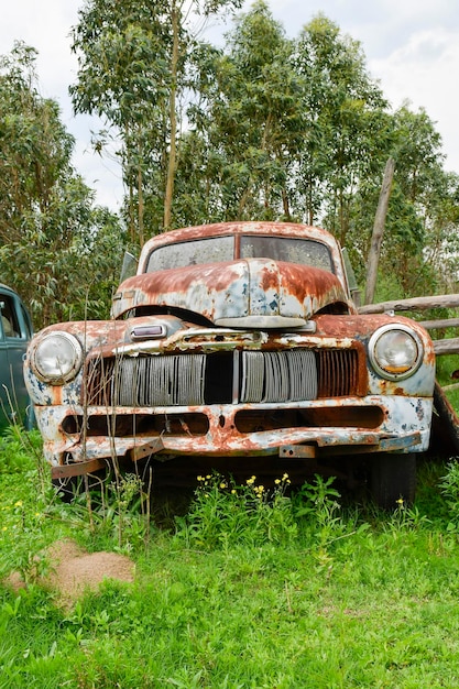 Abandoned and deteriorated old vehicles in uruguay