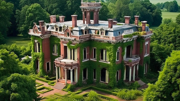 Abandoned Dunnington Mansion in Farmville A Breathtaking Aerial View of Historic Italianate House