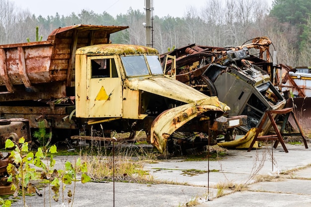 Abandoned equipment and machinery at the Chernobyl exclusion zone Ukraine