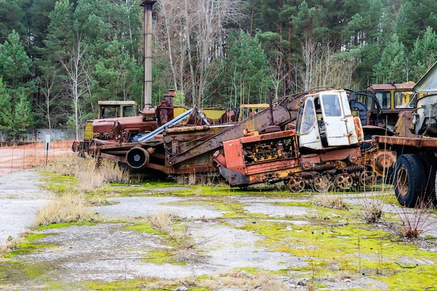 Abandoned equipment and machinery at the Chernobyl exclusion zone Ukraine