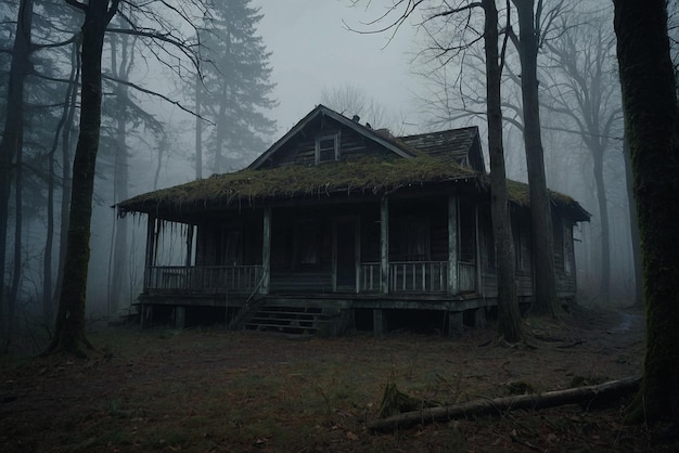 Abandoned hut in the forest