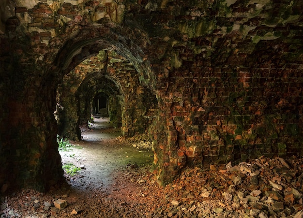 Abandoned Military Tarakaniv Fort basements other names Dubno Fort New Dubna Fortress a defensive structure an architectural monument of 19th century Tarakaniv Rivne region Ukraine