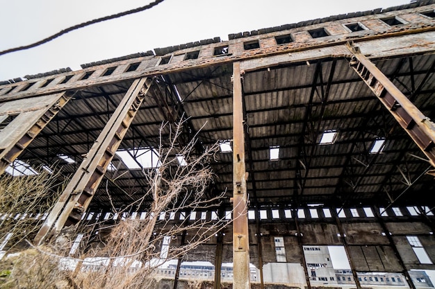 Abandoned old chemical factory Residues from heavy industry