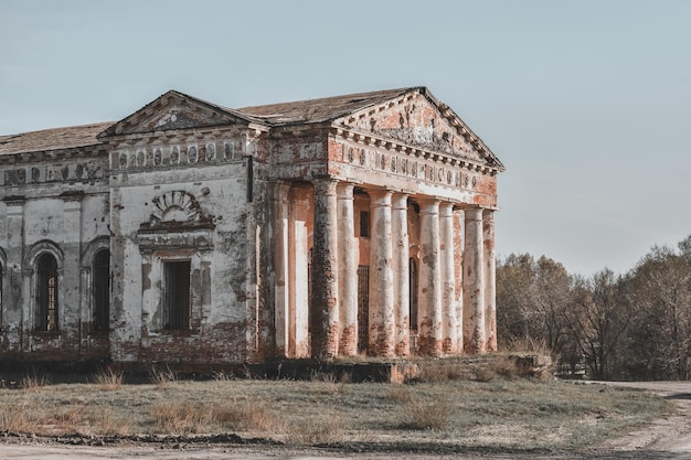 Abandoned Orthodox church abandoned temple with columns