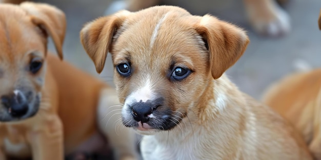 Abandoned puppies with sad eyes seek loving homes hopeful dogs await adoption Concept Animal Shelter Pet Adoption Rescue Dogs Furry Friends Forever Homes