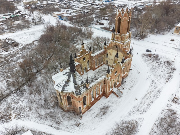 Abandoned red brick church abandoned neogothic church