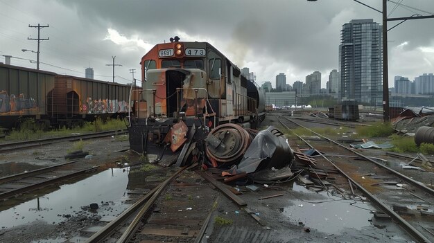 Photo abandoned train yard