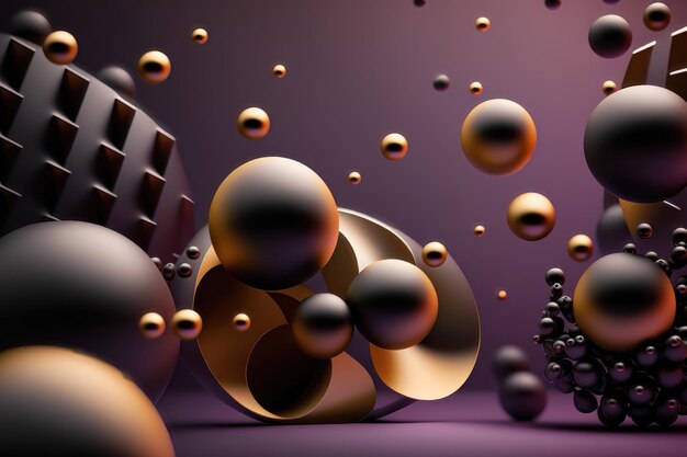 Abctract matte spheres on dark background AI Generation