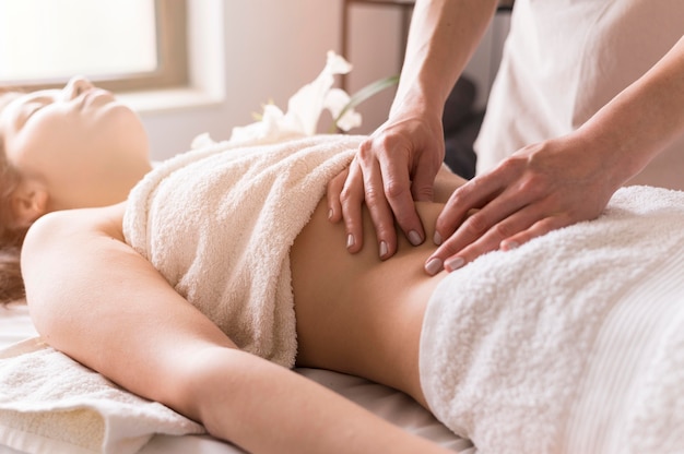 Abdomen massage concept close-up