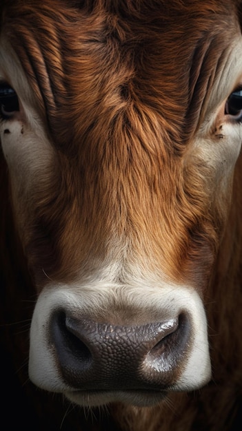 abeautiful cow face close up shot digtal art