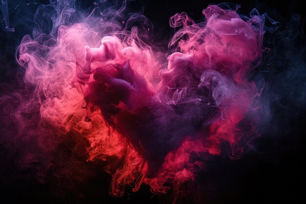 Ablack backdrop with a pink smoke heart shape Generative Ai