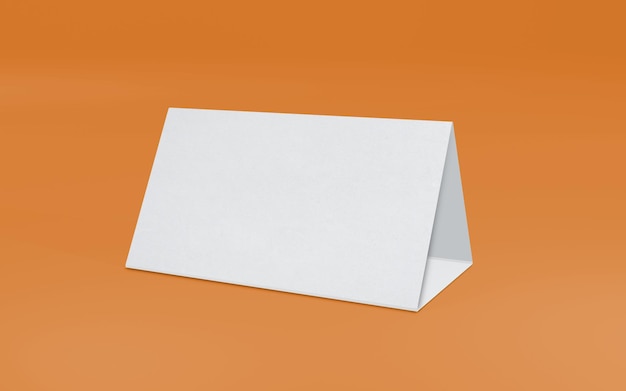 able tent card. white 3d render illustration with orange background