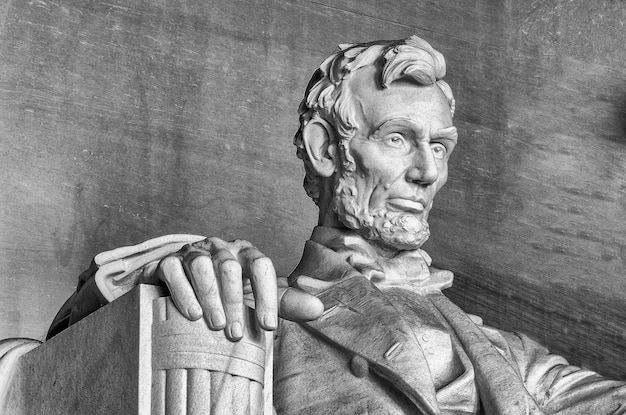 Abraham Lincoln monument inside Lincoln Memorial built to honor the 16th President of the United States of America Washington DC USA