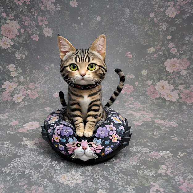 Photo absolute reality cat with flower