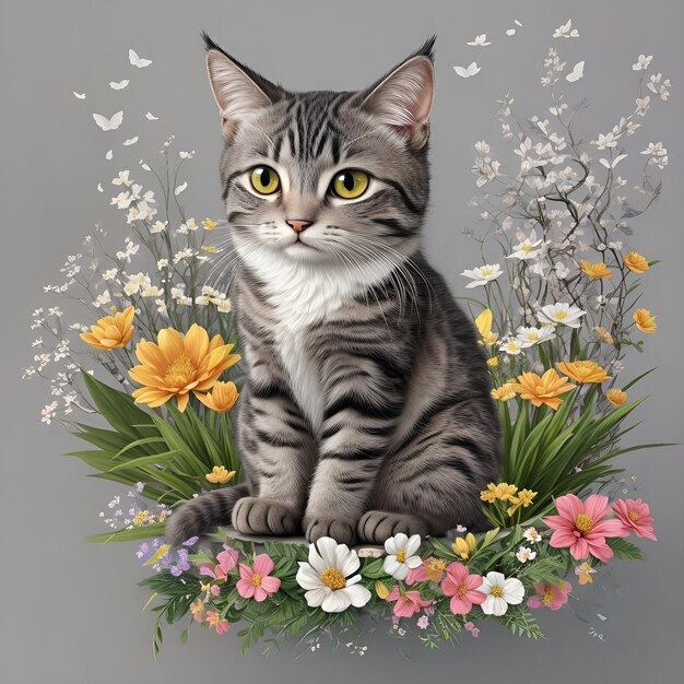 Photo absolute reality cat with flower