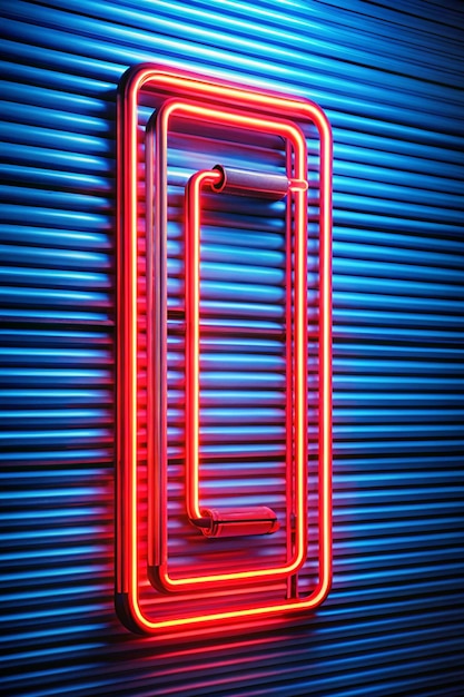 Abstact red neon sign with a blue neon tube in the background