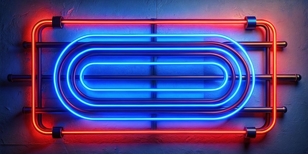 Abstact red neon sign with a blue neon tube