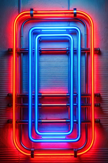 Abstact red neon sign with a blue neon tube