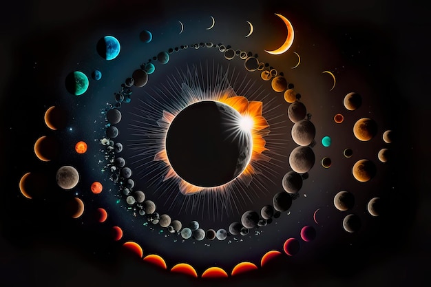 Abstact solar eclipse Night sky Generative AI