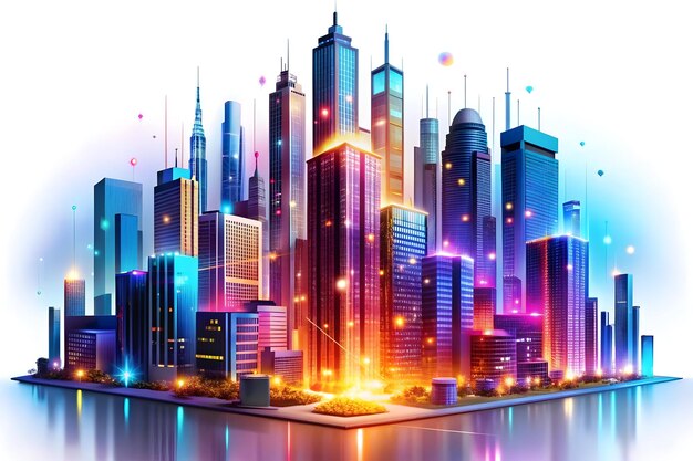 Abstract 3D AI Driven Smart Cities Concept Innovative Urban Development Powered by AI Glowing Ele