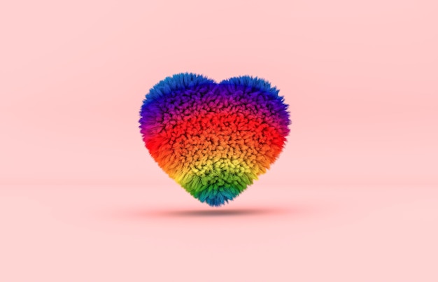 Abstract 3d art background with fluffy geometric heart shape