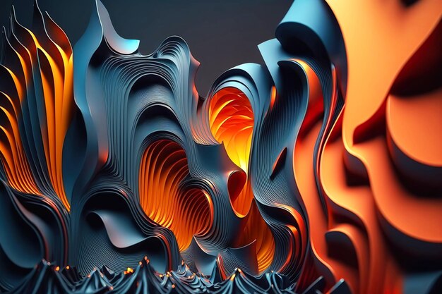 Abstract 3D background 3d render abstract modern colorful background fashion wallpaper with wavy layers and ruffles Generative AI