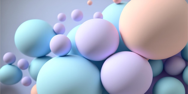 Abstract 3d background design with pastel colored spheres Generative Ai