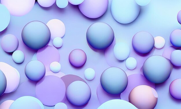 Abstract 3d background design with pastel colored spheres