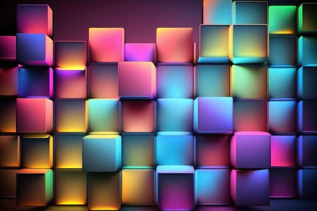 Abstract 3d background wallpaper with glass squares Generation AI