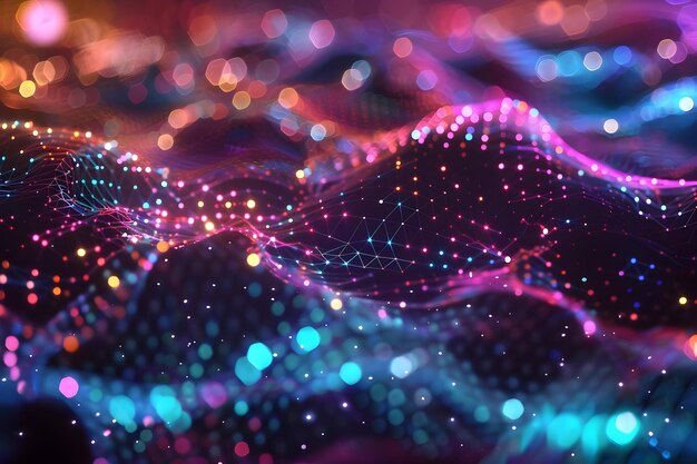 Abstract 3D Background with Colorful Lights and Glowing Lines