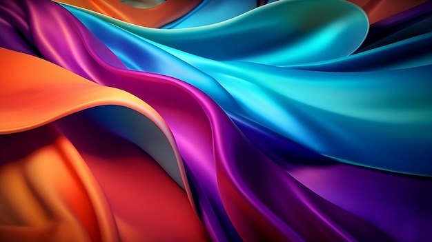 Abstract 3D beautiful colorful gradient and Wavy Satin Background