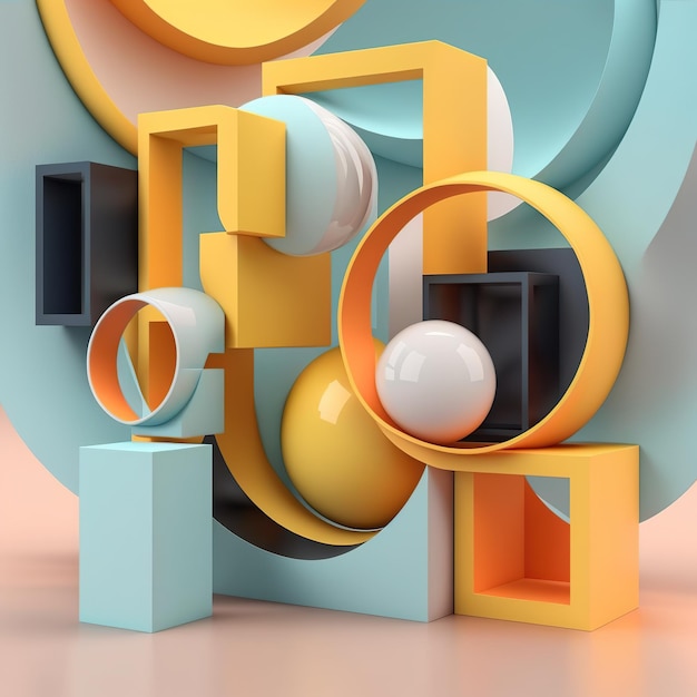 Abstract 3d composition minimalistic style 3D rendering