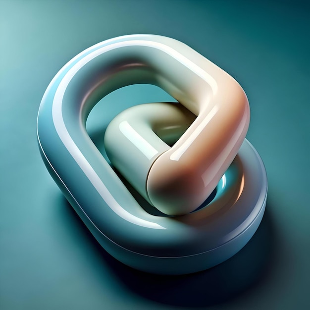 Abstract 3D element featuring a glossy interconnected chain like structure