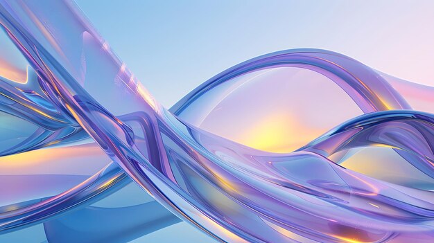 Abstract 3D Glassmorphism Wavy Fluid Shapes with Pastel Gradients