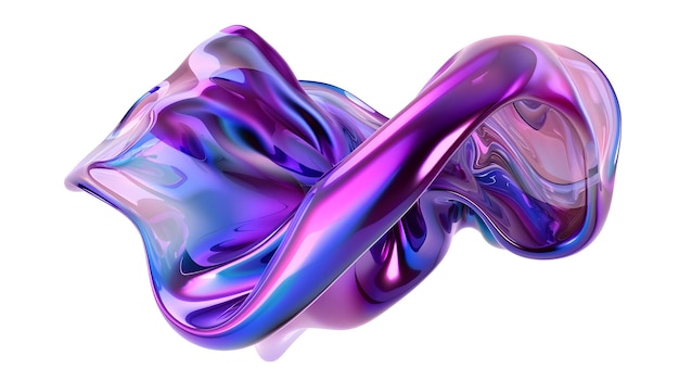 abstract 3d hologram liquid holographic shape on white background