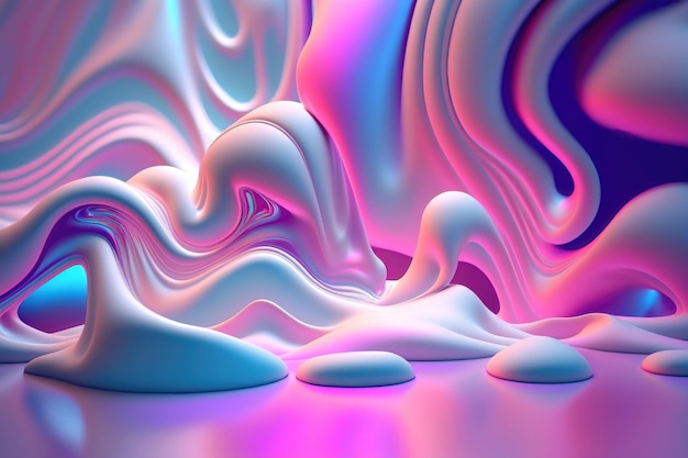 Abstract 3d holographic gradient drop liquid AI Generation