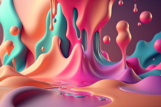 Abstract 3d holographic gradient drop liquid AI Generation