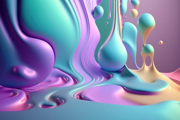 Abstract 3d holographic gradient drop liquid AI Generation